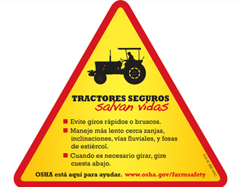 Tractor Safety Sign in Spanish