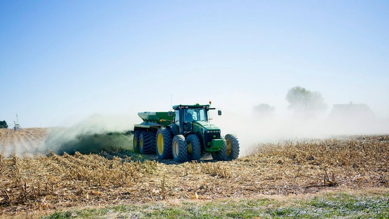 Tractor going through a field